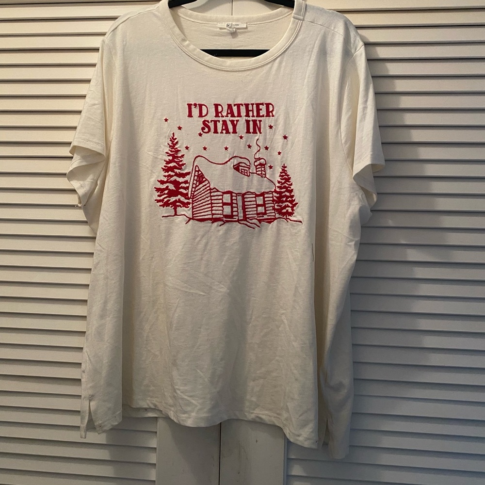 Maurices Cream and Black Tee